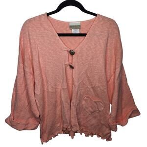 Vintage 90s Heart Cardigan Coldwater Creek L Cotton Oversized Cottage Granny